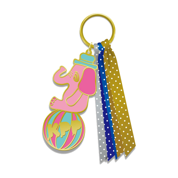 【Doki Doki Waku Waku Merchandise】DW-004<br>Elephant Ribbon Keychain GOLD (Limited Color)