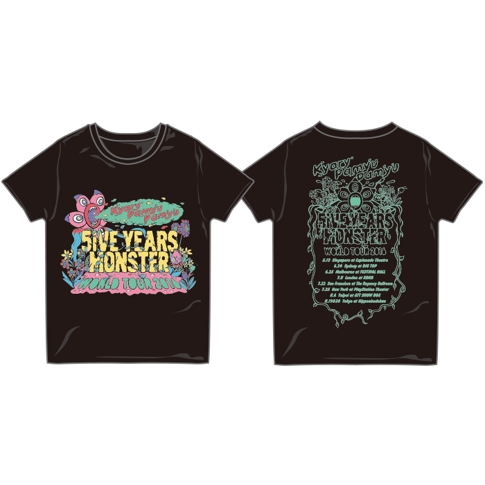 【5iVE YEARS WORLD】WT16-001<br>5iVE YEARS WORLD T-Shirts　ブラック（S、M、L）
